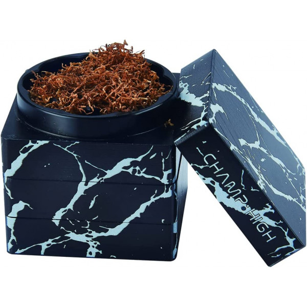 Grinder - Carré - Tabac - Epices - 4 étages - Marbre - 5 x 5 x 5 cm - Champ High