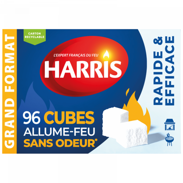 photo-Cubes allume feu - Sans odeur - Barbecue - Cheminées - 96 cubes - Harris