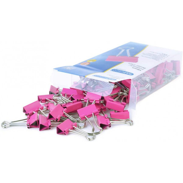 photo-Pinces à clip - Rose - 19mm - Accessoires de bureau - Boîte de 80 unités