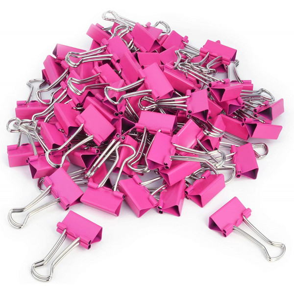 Pinces à clip - Rose - 19mm - Accessoires de bureau - Boîte de 80 unités