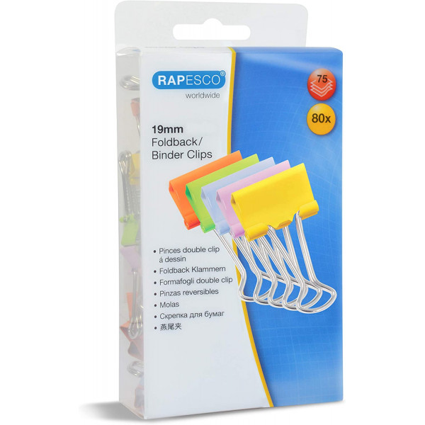 Pinces à clip - Petite taille - 19mm - Accessoires de bureau - Boîte de 80 unités