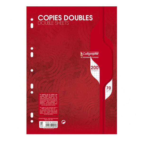 photo-Copies doubles - Petits carreaux - Perforées - A4 - Paquet de 200 - Clairefontaine