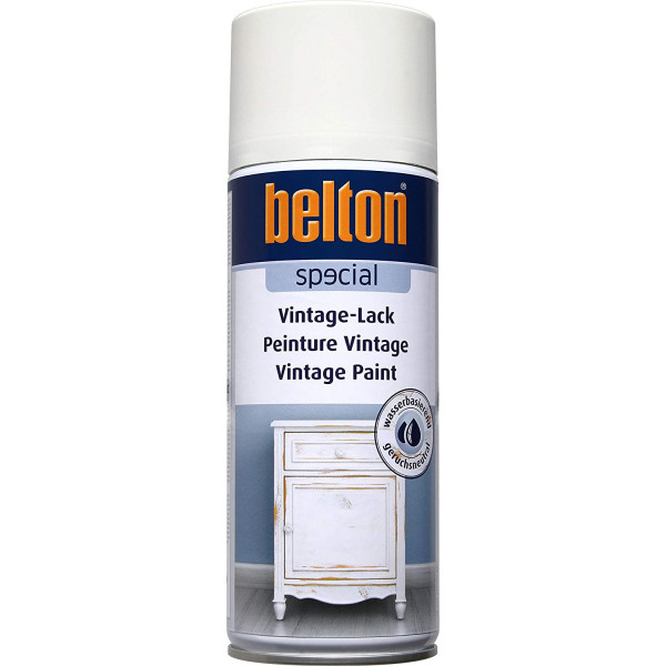 photo-Bombe de peinture - Blanc antique - Effet vintage - Bois et métal - Belton