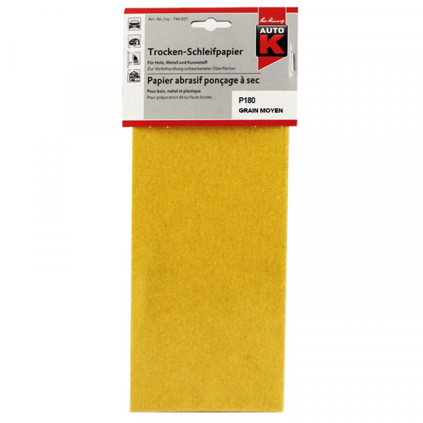 photo-Papier abrasif - Ponçage à sec - Grain moyen P180 - 115mmx280mm - Auto K