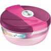 photo-Grand bol déjeuner - Boîte à déjeuner - Lunch box - Bento - 3 compartiments - Rose