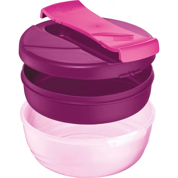 Grand bol déjeuner - Boîte à déjeuner - Lunch box - Bento - 3 compartiments - Rose