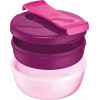 Grand bol déjeuner - Boîte à déjeuner - Lunch box - Bento - 3 compartiments - Rose
