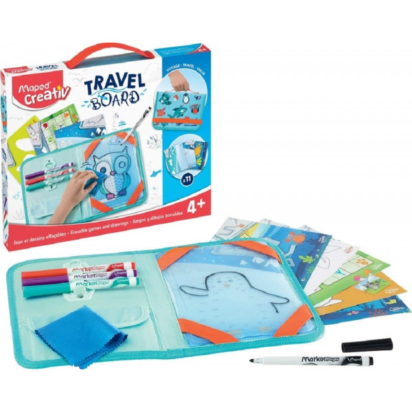 Jeux et dessins pour enfant - Mallette de voyage - Ardoise effaçable - Maped - Travel board