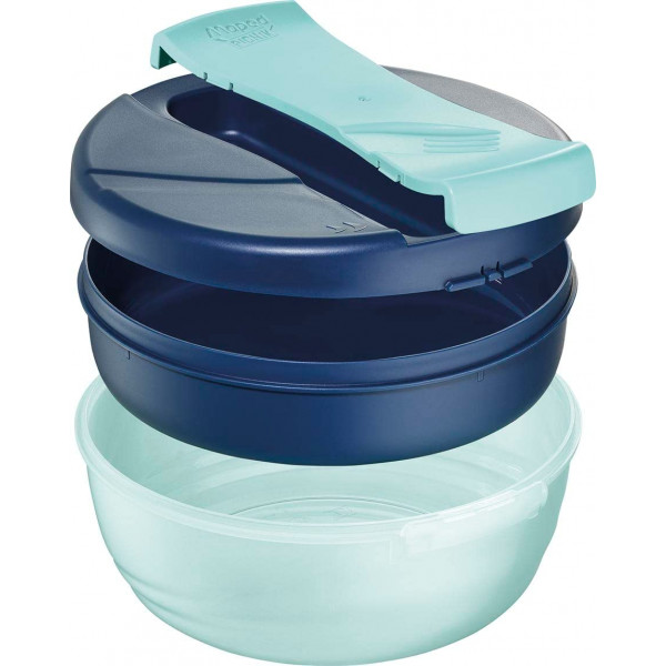 Grand bol déjeuner - Boîte à déjeuner - Lunch box - Bento - 3 compartiments - Bleu