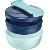 Grand bol déjeuner - Boîte à déjeuner - Lunch box - Bento - 3 compartiments - Bleu