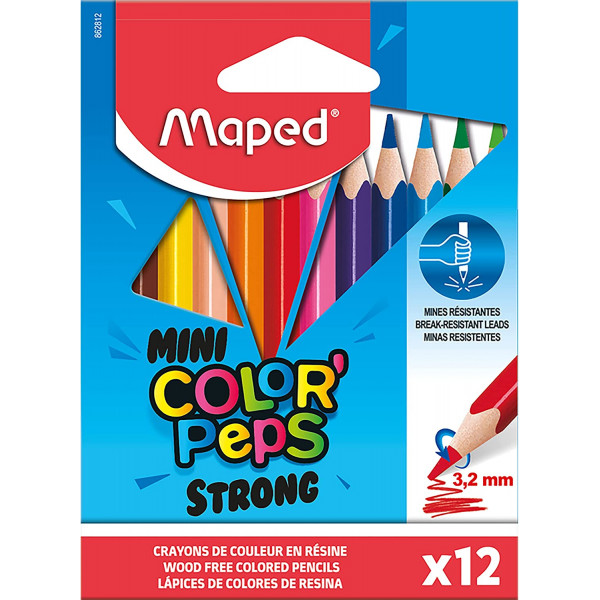 photo-12 mini crayons de couleur - Coloriage - Très résistants - Maped - Color'Peps Strong