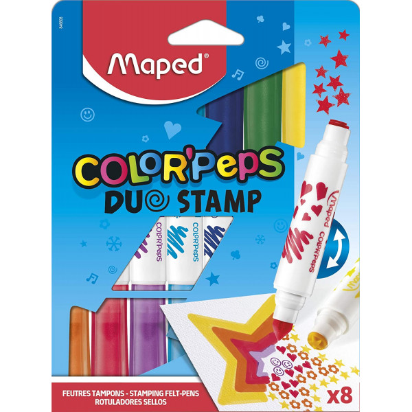 photo-Feutres de coloriage - Tampons de couleur - 2 pointes - Maped Color'Peps Duo Stamp