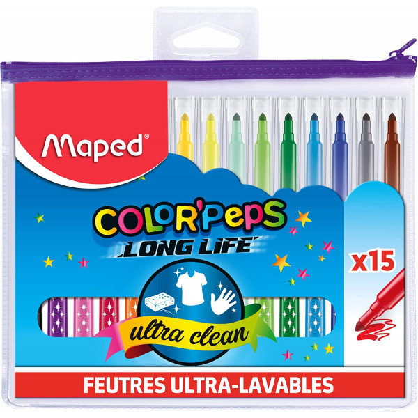 photo-15 feutres de coloriage - Pointe moyenne - Ultra lavable - Color'Peps Animal - Maped