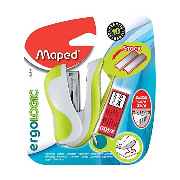 Petite agrafeuse - Pour agrafes 24/6 26/6 - Ergonomique - Coloris aléatoire - Maped