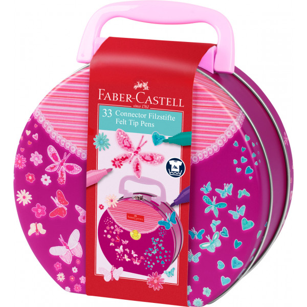 33 feutres de coloriage - Boîte métal en forme de sac à main - Faber-Castell - Connector