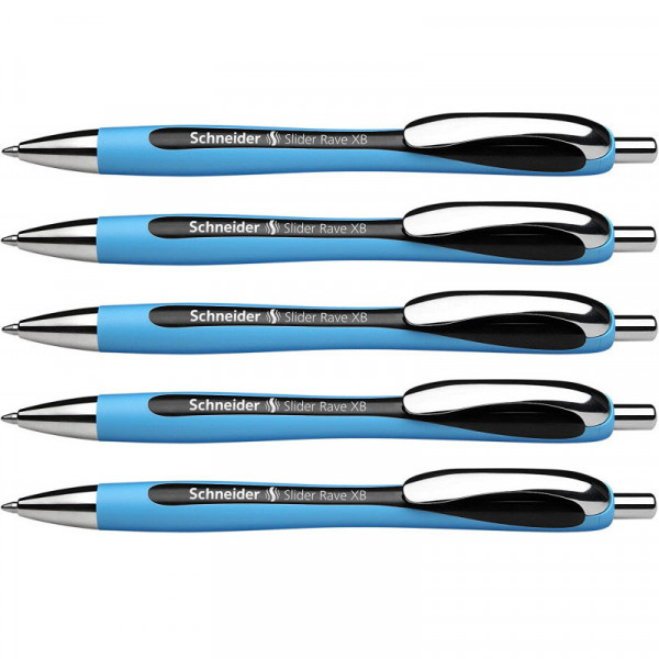 photo-Lot de 5 stylos À Bille Slider Rave - Noir - Schneider