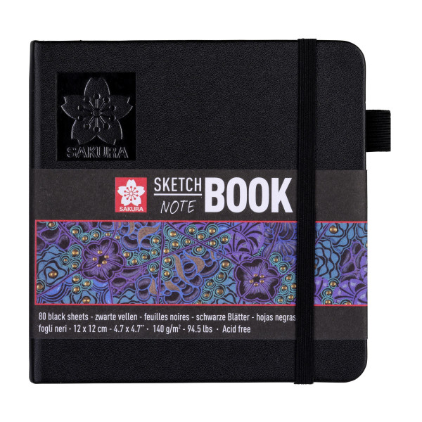 photo-Carnet - Croquis - Dessin - Notes - 12x12cm - 80pages - Couverture noire - Sakura