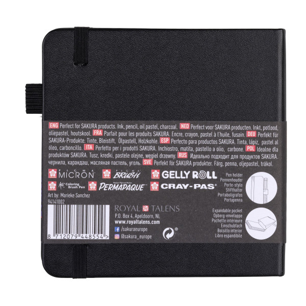 Carnet - Croquis - Dessin - Notes - 12x12cm - 80pages - Couverture noire - Sakura