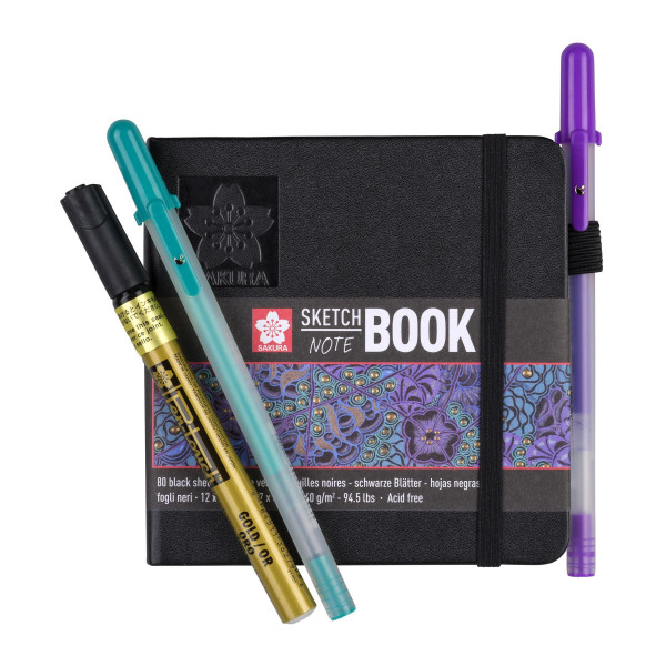 Carnet - Croquis - Dessin - Notes - 12x12cm - 80pages - Couverture noire - Sakura