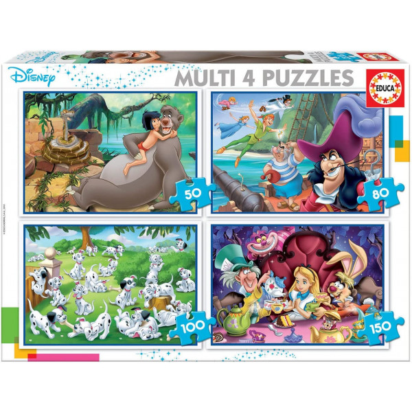 photo-4 puzzles - Disney - Peter Pan - 101 dalmatiens - Alice - Le livre de la jungle
