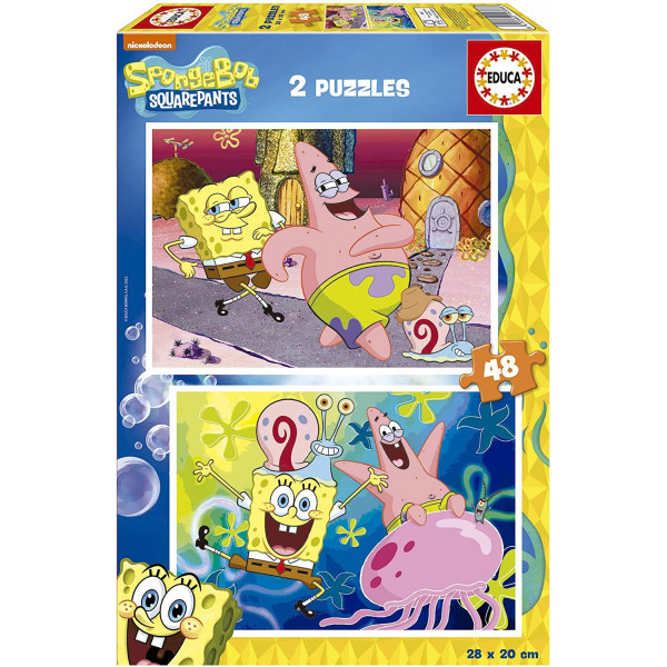 photo-Puzzle -Bob l'éponge - 2 modèles de 48 pièces - Enfant dès 5 ans