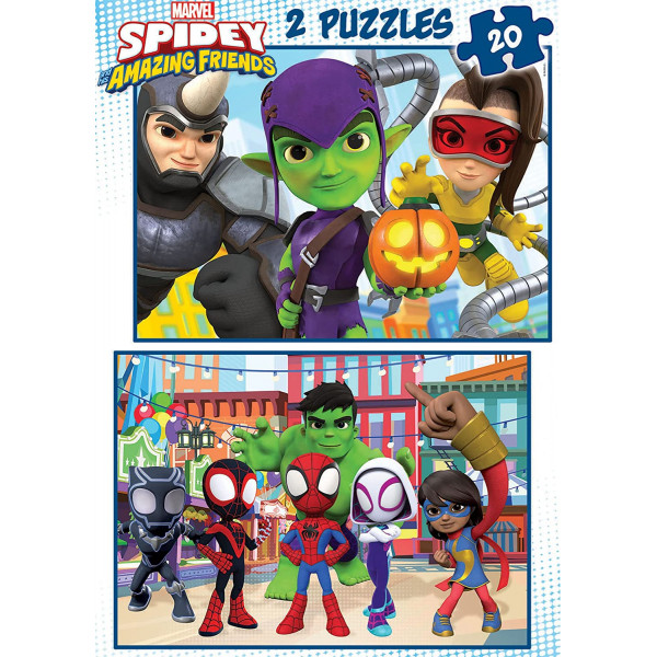 Puzzle - Spiderman - Spidey et ses ais - 2 modèles de 20 pièces - Enfant dès 4 ans