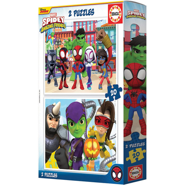 Puzzle - Spiderman - Spidey et ses ais - 2 modèles de 20 pièces - Enfant dès 4 ans