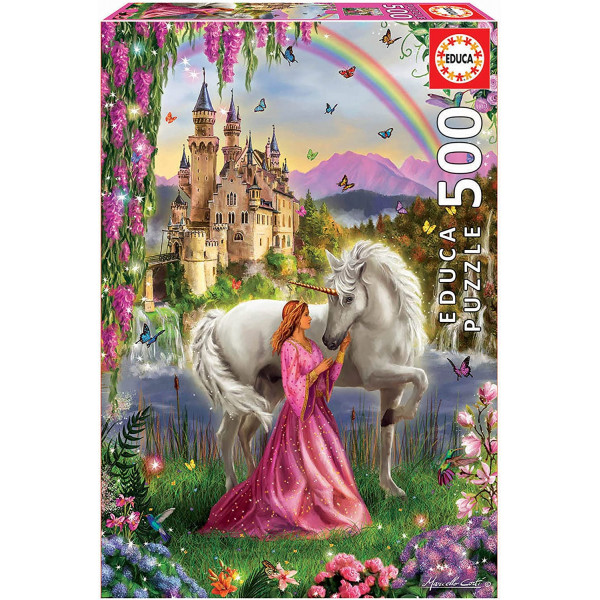 photo-Puzzle - Licorne - Fée - Princesse - Château - 500 pièces - 34x48cm - Educa