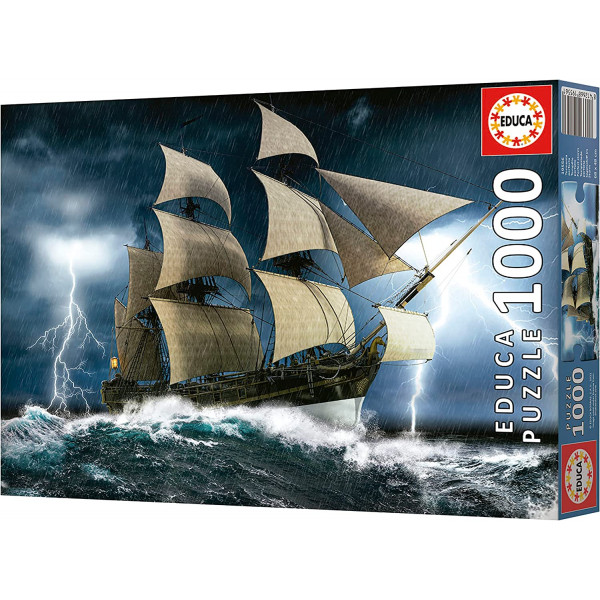 Puzzle - Tempête de mer - Bateau - Caravelle - 1000 pièces - 68x48cm - Educa