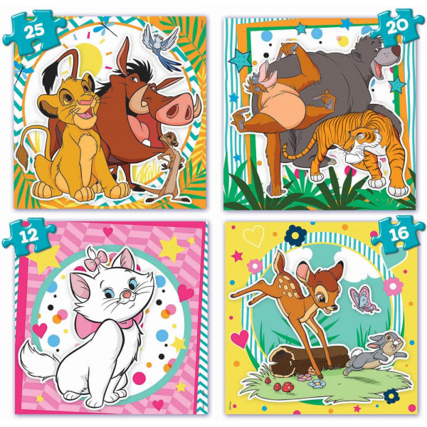 Mallette de 4 puzzles - Disney - Le roi lion - Bambi - Livre de la jungle - Dès 4 ans