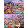 Puzzle panoramique - Les animaux sauvages - Jungle - 2 modèles de 100 pièces