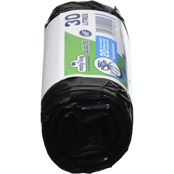 Sacs poubelle - 30 litres - Avec liens de fermeture - Sachet de 10 sacs