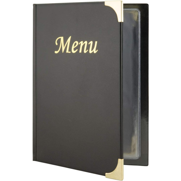 Menu de restaurant - Protège menu - A5 - Couverture noire - 8 pages