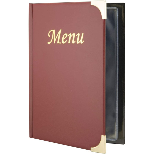 Menu de restaurant - Protège menu - A5 - Couverture rouge - 8 pages