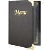 Menu de restaurant - Protège menu - A4 - Couverture noire - 8 pages