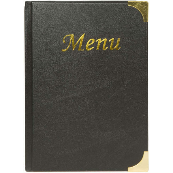 photo-Menu de restaurant - Protège menu - A4 - Couverture noire - 8 pages