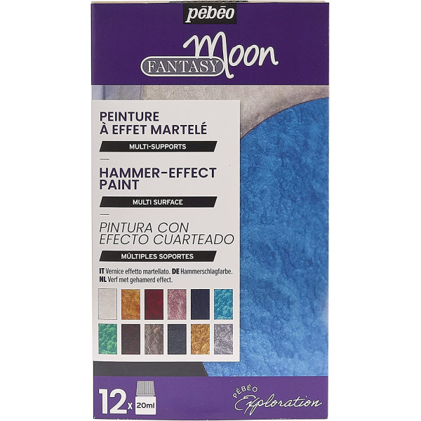 photo-Coffret peinture effet martelé - Tous supports - Bijoux - Déco - 12 flacons - Pébéo Fantasy Moon