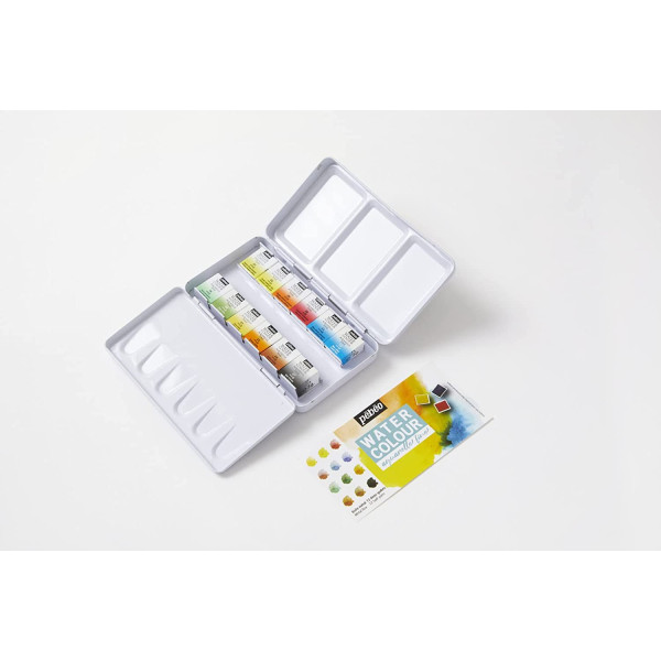 Peinture aquarelle - Fine - Coffret métal de 12 demi-godets - Pébéo