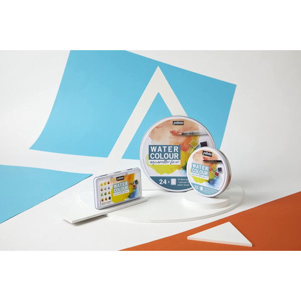 Peinture aquarelle - Fine - Coffret métal de 12 demi-godets - Pébéo
