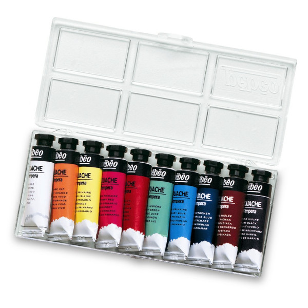 photo-Tube de gouache - Pébéo - Tempéra - Boîte de 10 tubes de 10 ml - Assortis