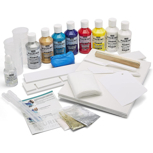 photo-Pébéo - Pouring experiences - Peinture acrylique - Kit complet - 47 pièces