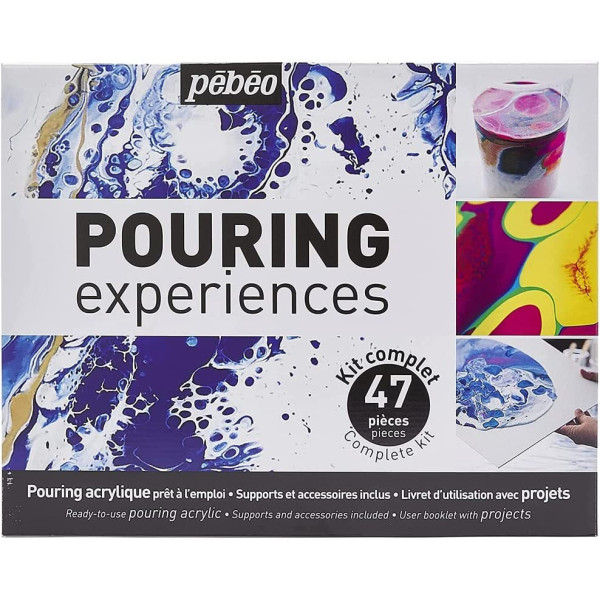 Pébéo - Pouring experiences - Peinture acrylique - Kit complet - 47 pièces