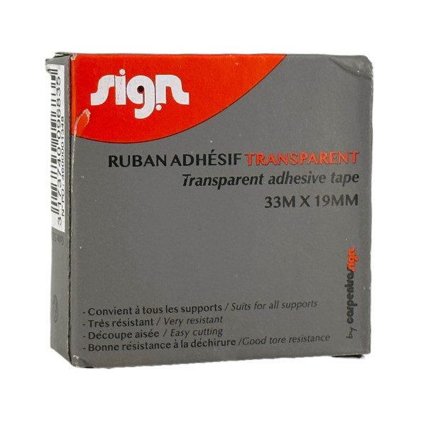 Ruban adhésif - Transparent - 33mx19mm - Tous supports - Convient au dévidoir