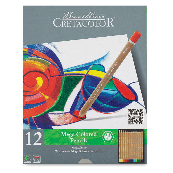 photo-12 crayons de couleur - Beaux-arts - Boîte métal - Cretacolor - Mega Color