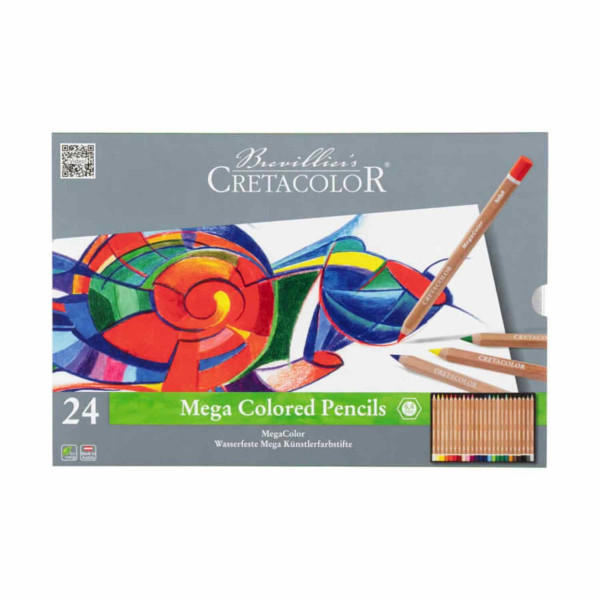 photo-24 crayons de couleur - Beaux-arts - Boîte métal - Cretacolor - Mega Color