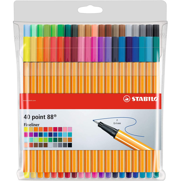 photo-Pochette de 40 stylos-feutres STABILO point 88 - pointe fine - Assortiment