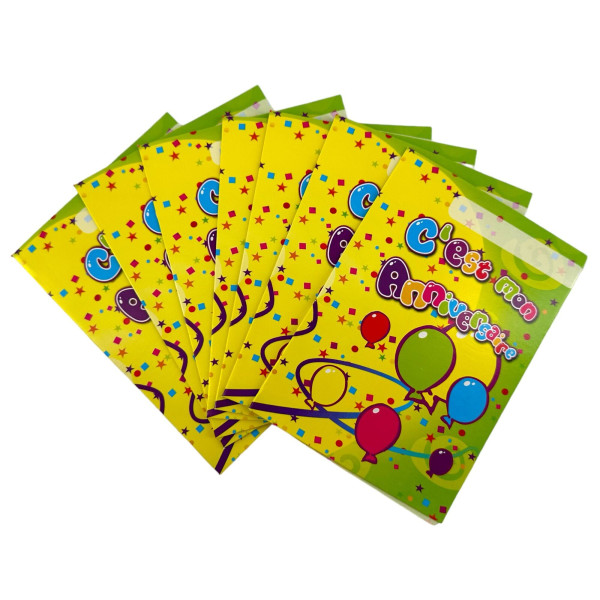 photo-Cartons d'invitation pour anniversaire - Enfant - Ballons - 8 cartes + enveloppes