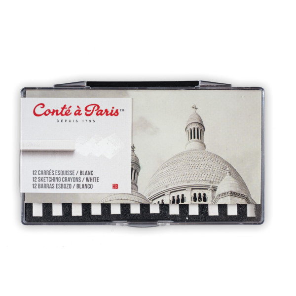 photo-Carrés esquisse - Blanc - Dessin - Esquisse - Boîte de 12 - Conté à Paris