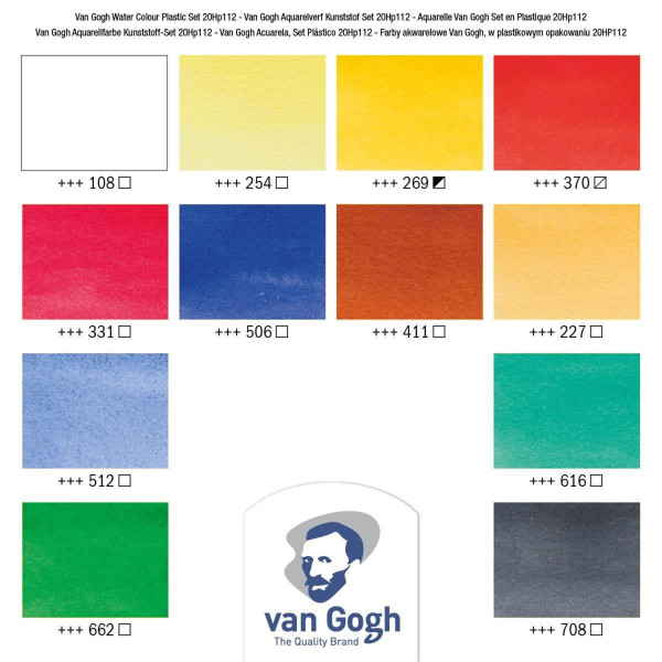 Peinture aquarelle - Fine - Van Gogh - Boîte de 12 tubes de 10 ml + pinceau
