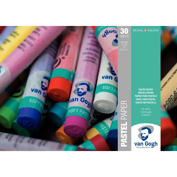 photo-Bloc de papier - Pour pastels - A4 - Blanc cassé - 30 feuilles - 160g - Van Gogh